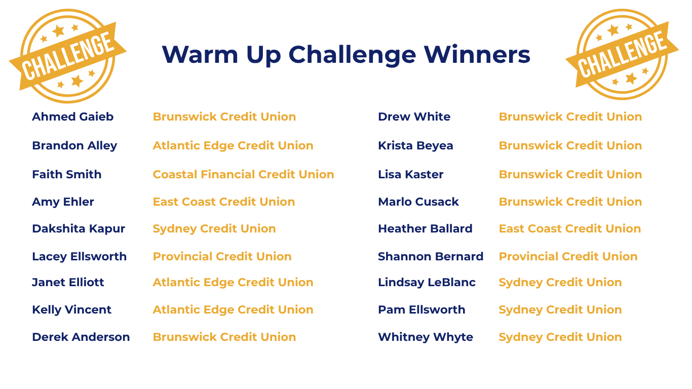 Warm Up Challenge Winners
